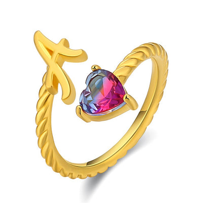 Adjustable Initial Ring "Mermaid Tail"