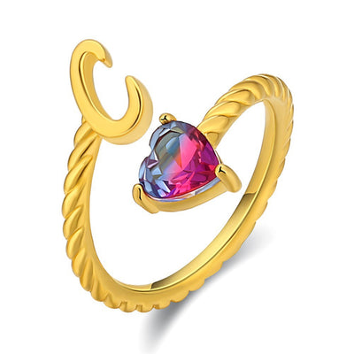 Adjustable Initial Ring "Mermaid Tail"