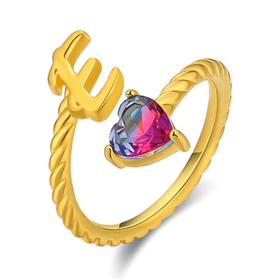 Adjustable Initial Ring "Mermaid Tail"