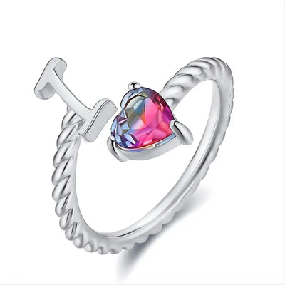 Adjustable Initial Ring "Mermaid Tail"