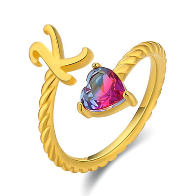 Adjustable Initial Ring "Mermaid Tail"