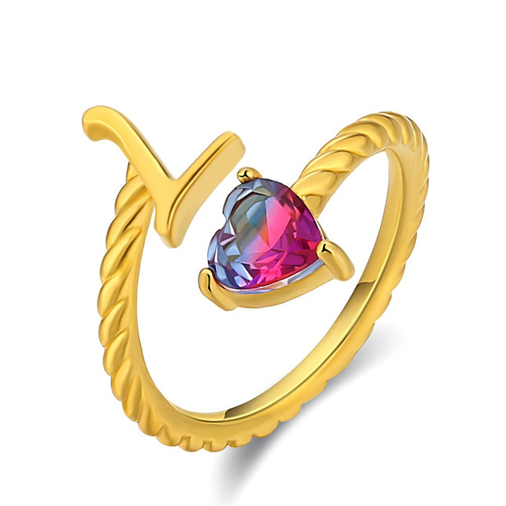 Adjustable Initial Ring "Mermaid Tail"