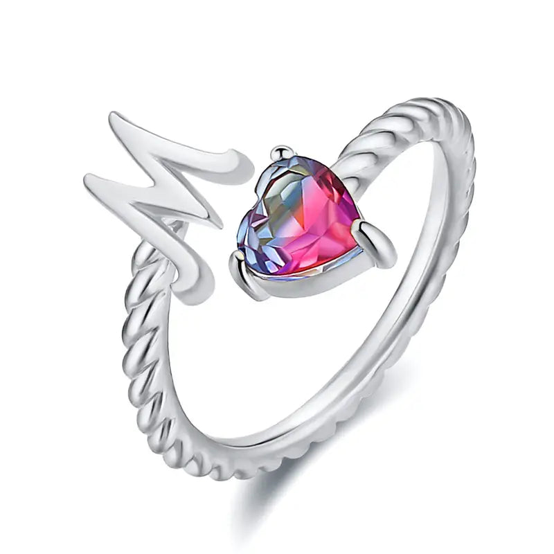 Adjustable Initial Ring "Mermaid Tail"