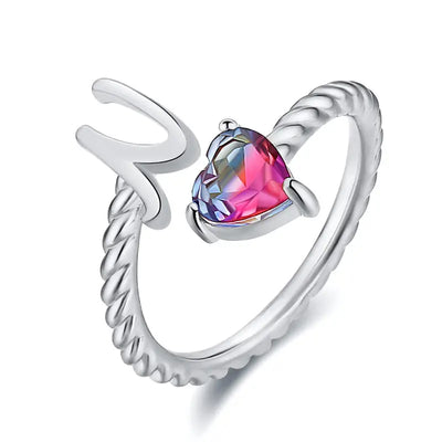 Adjustable Initial Ring "Mermaid Tail"