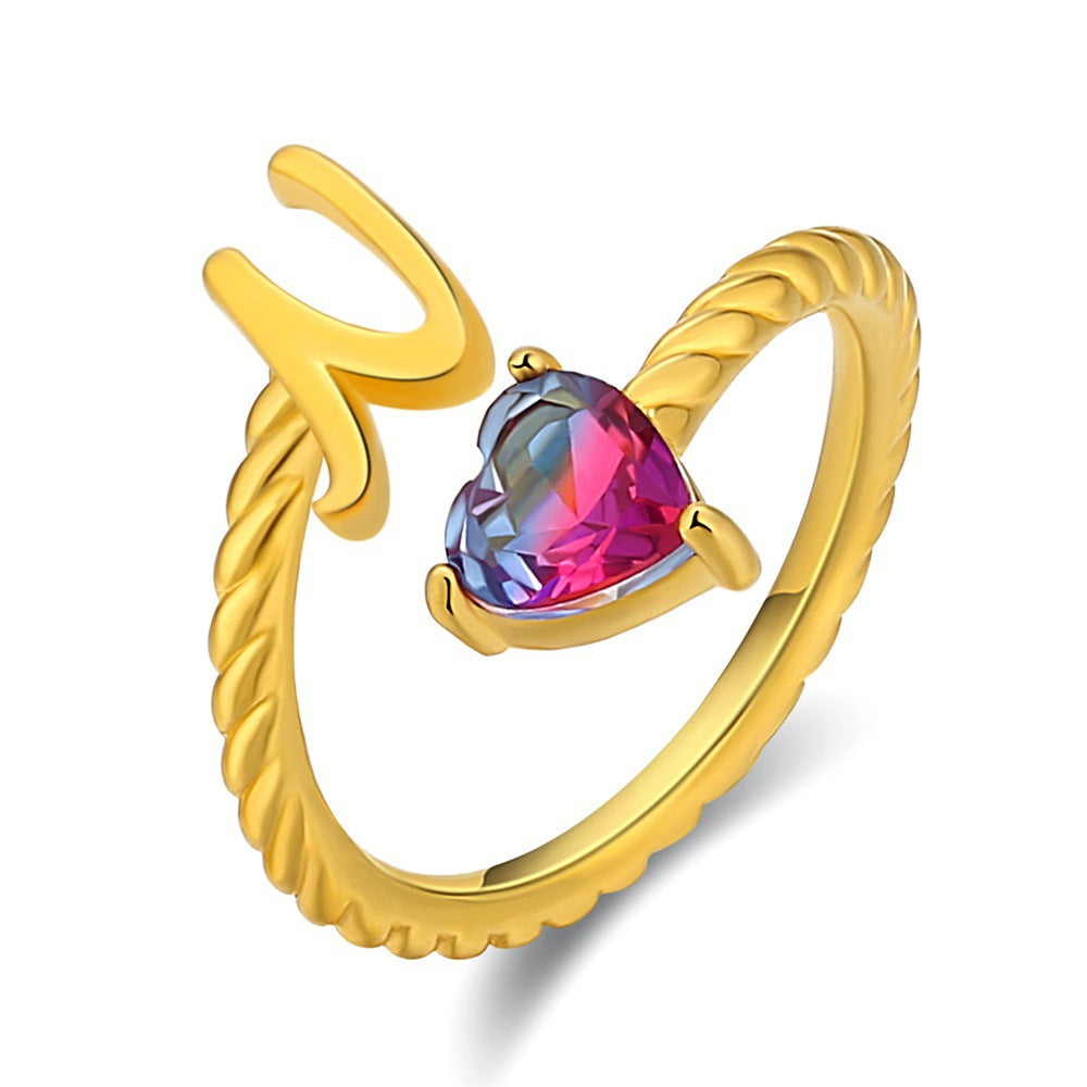 Adjustable Initial Ring "Mermaid Tail"