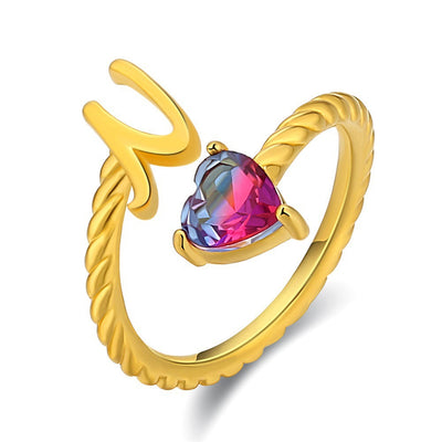 Adjustable Initial Ring "Mermaid Tail"
