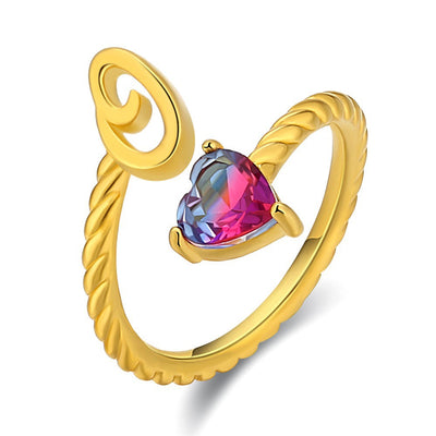 Adjustable Initial Ring "Mermaid Tail"