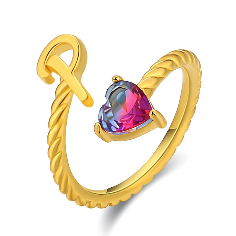 Adjustable Initial Ring "Mermaid Tail"