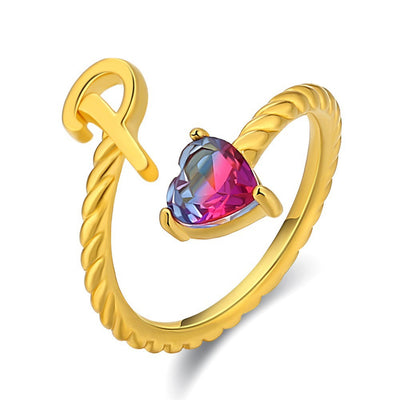 Adjustable Initial Ring "Mermaid Tail"