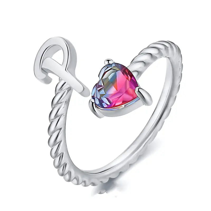 Adjustable Initial Ring "Mermaid Tail"