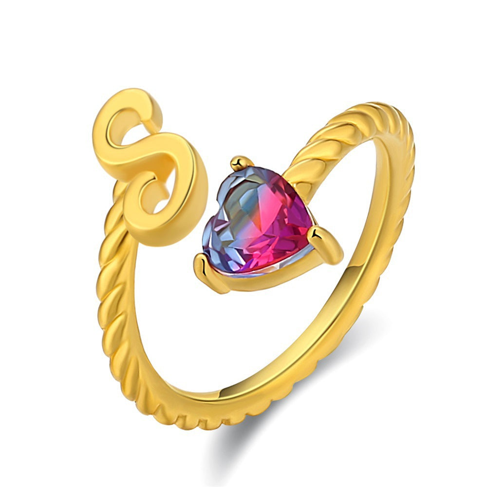 Adjustable Initial Ring "Mermaid Tail"