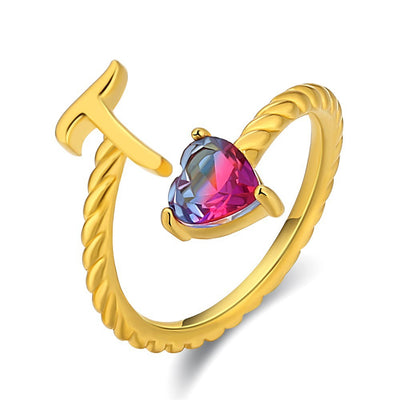 Adjustable Initial Ring "Mermaid Tail"