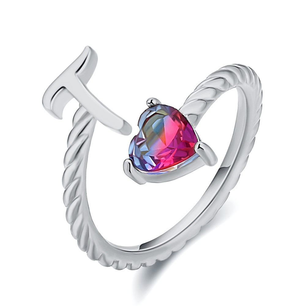 Adjustable Initial Ring "Mermaid Tail"