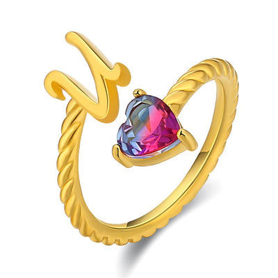 Adjustable Initial Ring "Mermaid Tail"