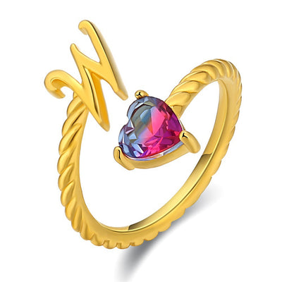 Adjustable Initial Ring "Mermaid Tail"