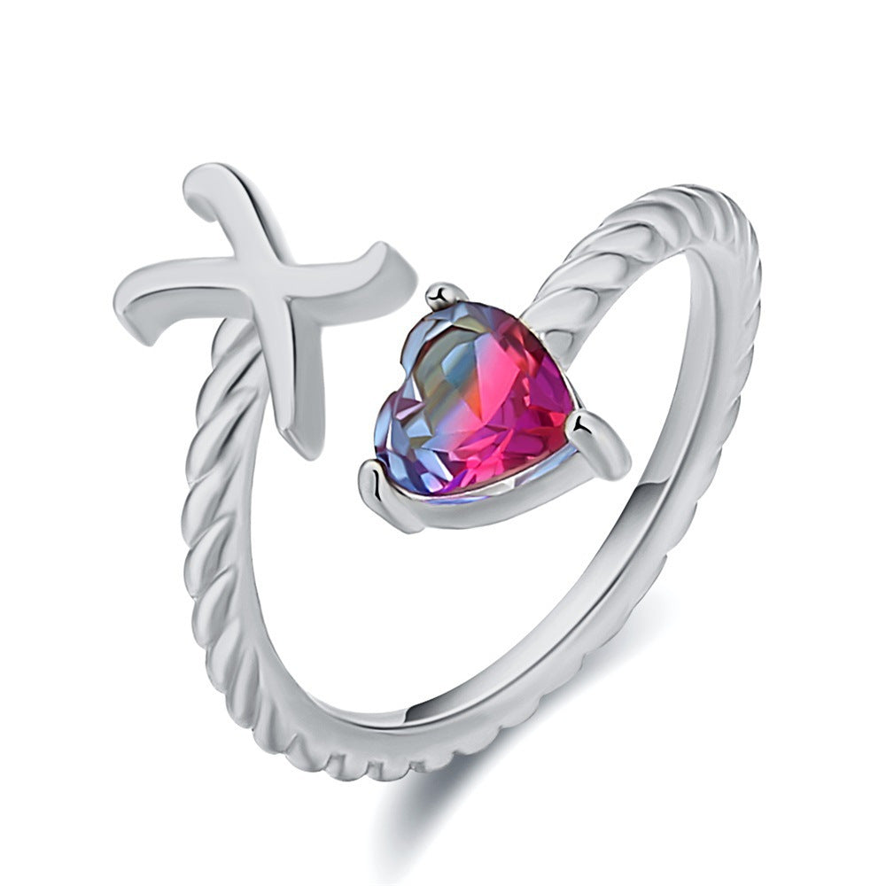 Adjustable Initial Ring "Mermaid Tail"