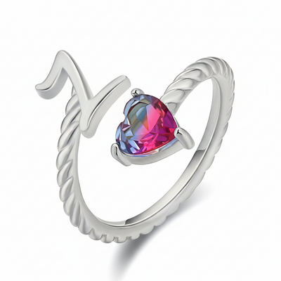 Adjustable Initial Ring "Mermaid Tail"